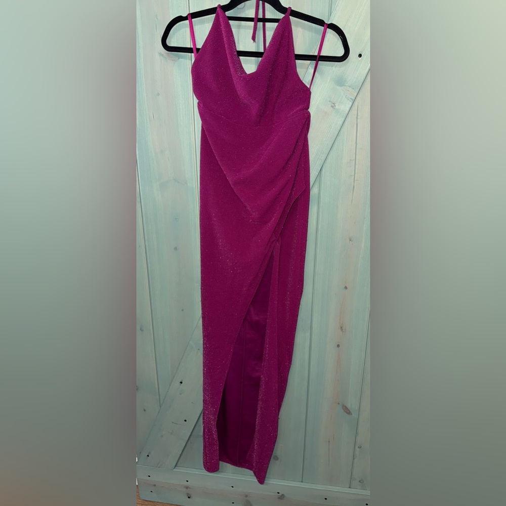 Michael Costello x Revolve purple magenta sparkly maxi fancy dress size XS pink